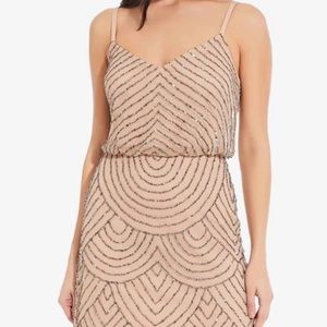 Adrianna Papell Sequin Blouson Dress - Taupe Pink